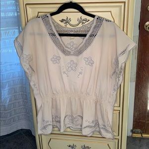 Off white embroidered caftan top